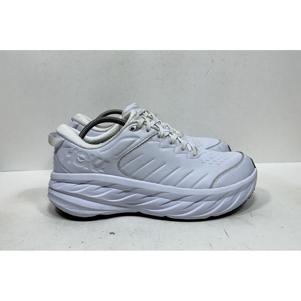 Hoka One One Bondi SR White Leather Mens Size 10.5 Sneaker 1110520 WWH Shoes